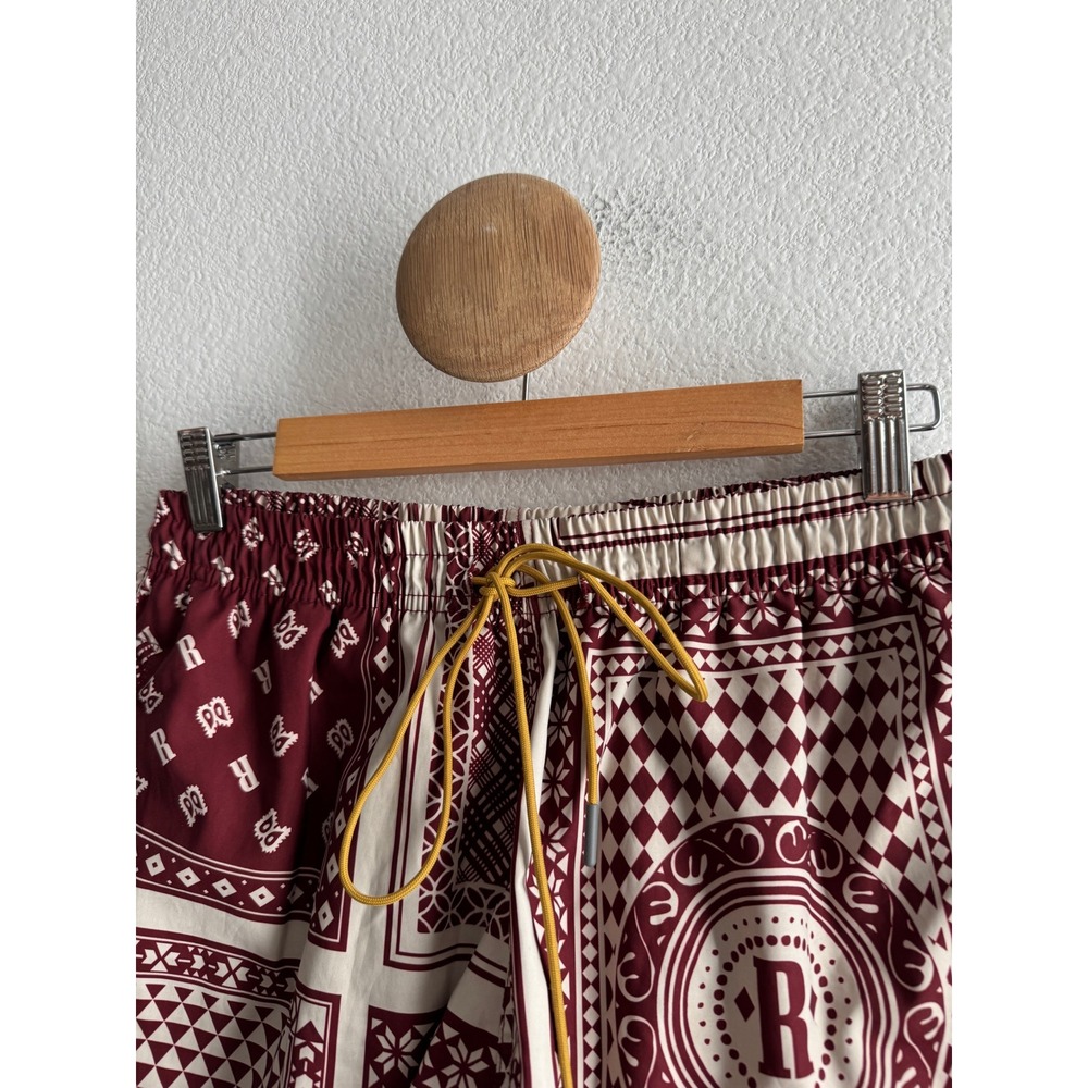 Rhude 2022 Burgundy Bandana Print Swim Trunks Mens Large Shorts - Picture 2 of 8